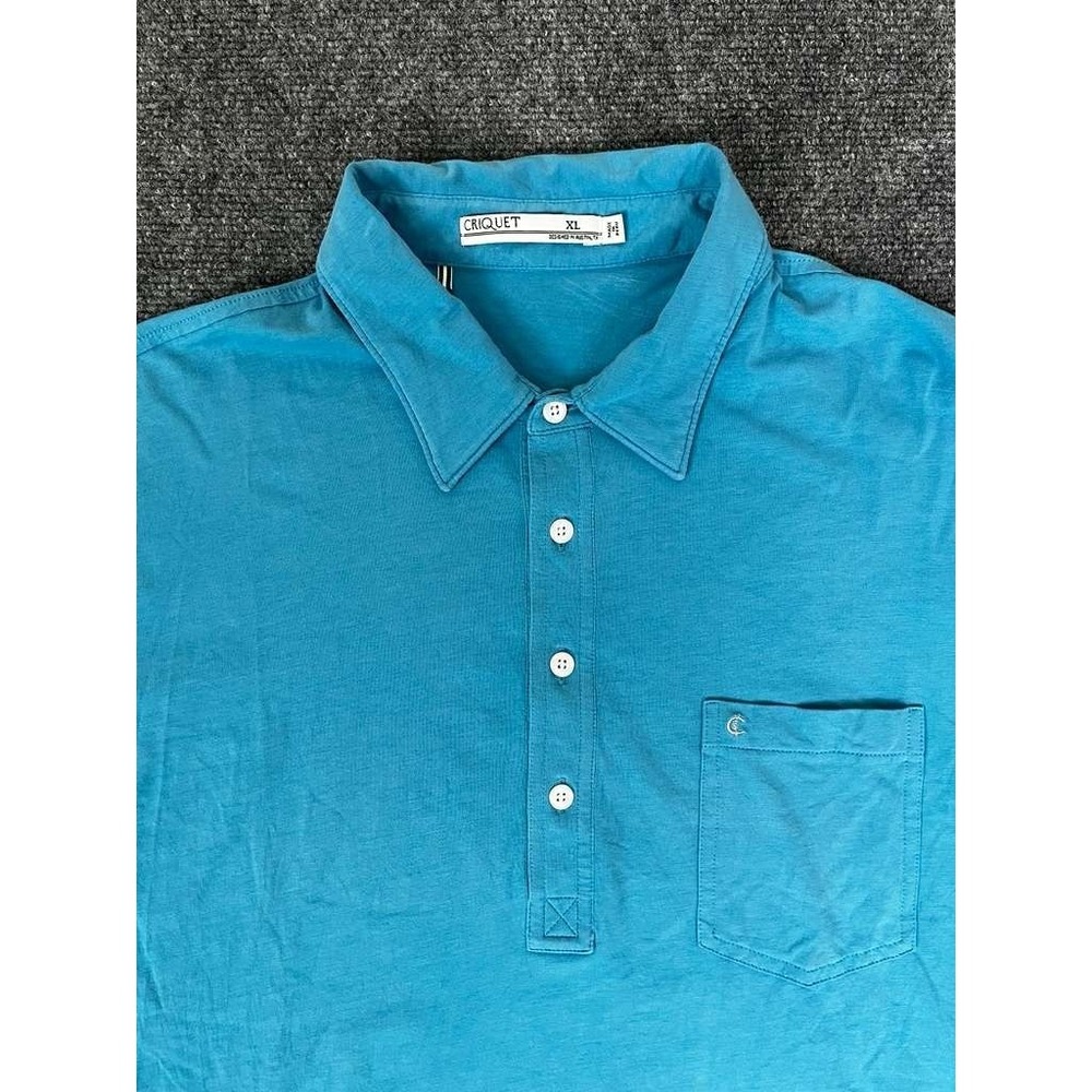 Criquet Polo Shirt Mens XL Blue Golf Players Shirt Chest Pocket Button